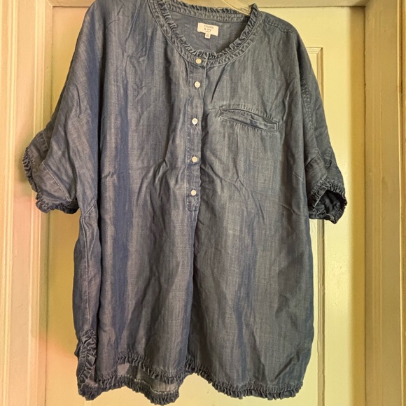 Blue Button-Up Denim Shirt - Picture 1 of 3